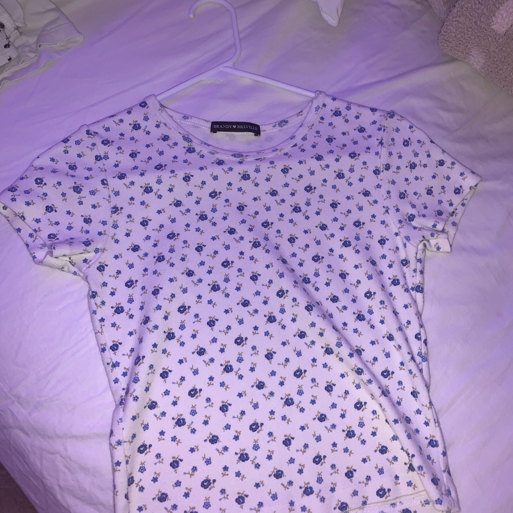 Brandy Melville Blue flower T-shirt
